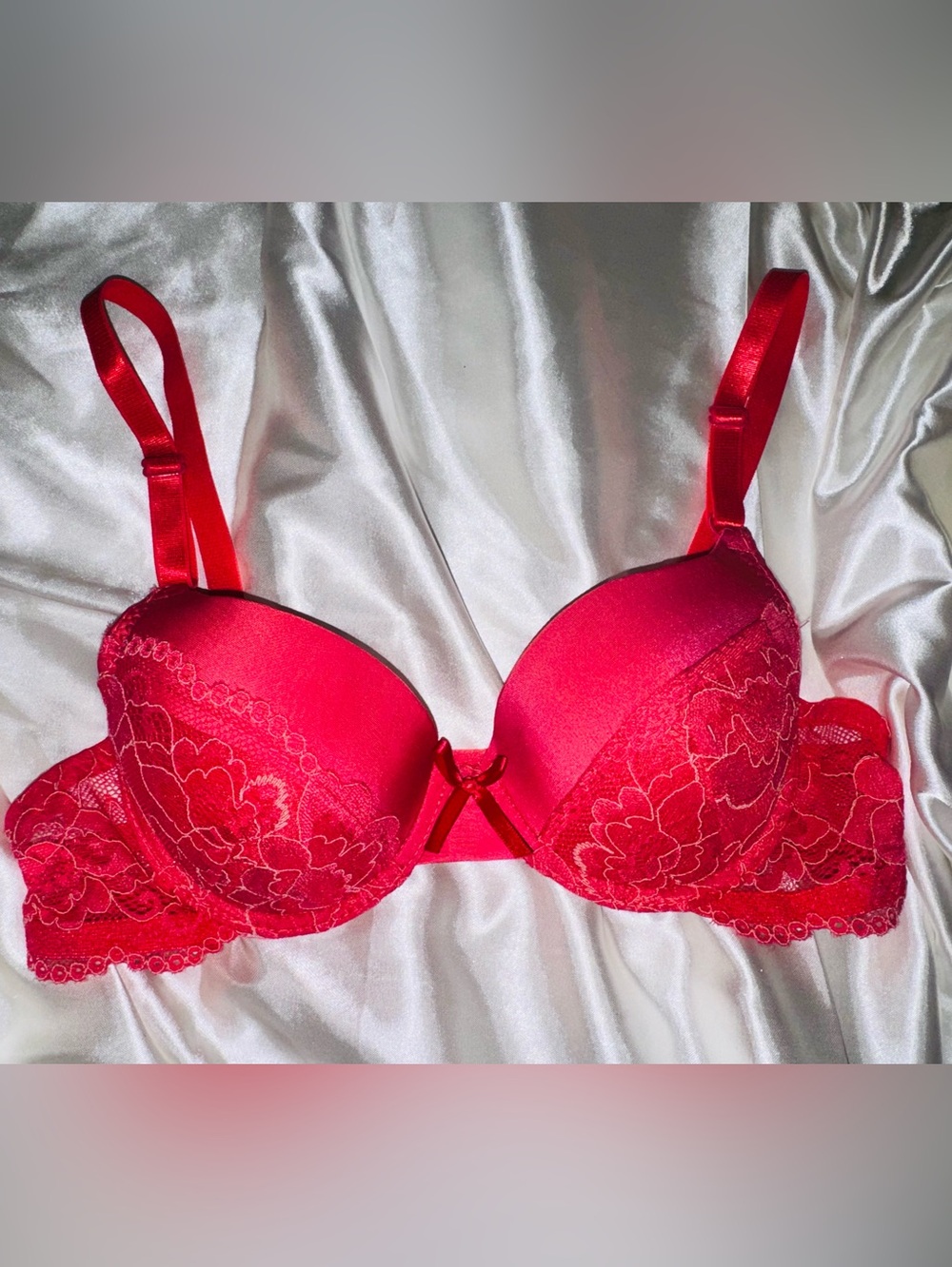 👑 Size 32B Sexy Mamia Red Lace Push-Up Bra